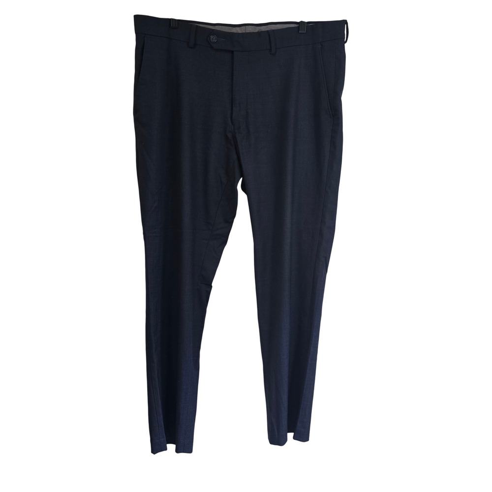 Black Brown 1826 Mens Navy Blue Wool Blend Dress Pants Trousers 38x30